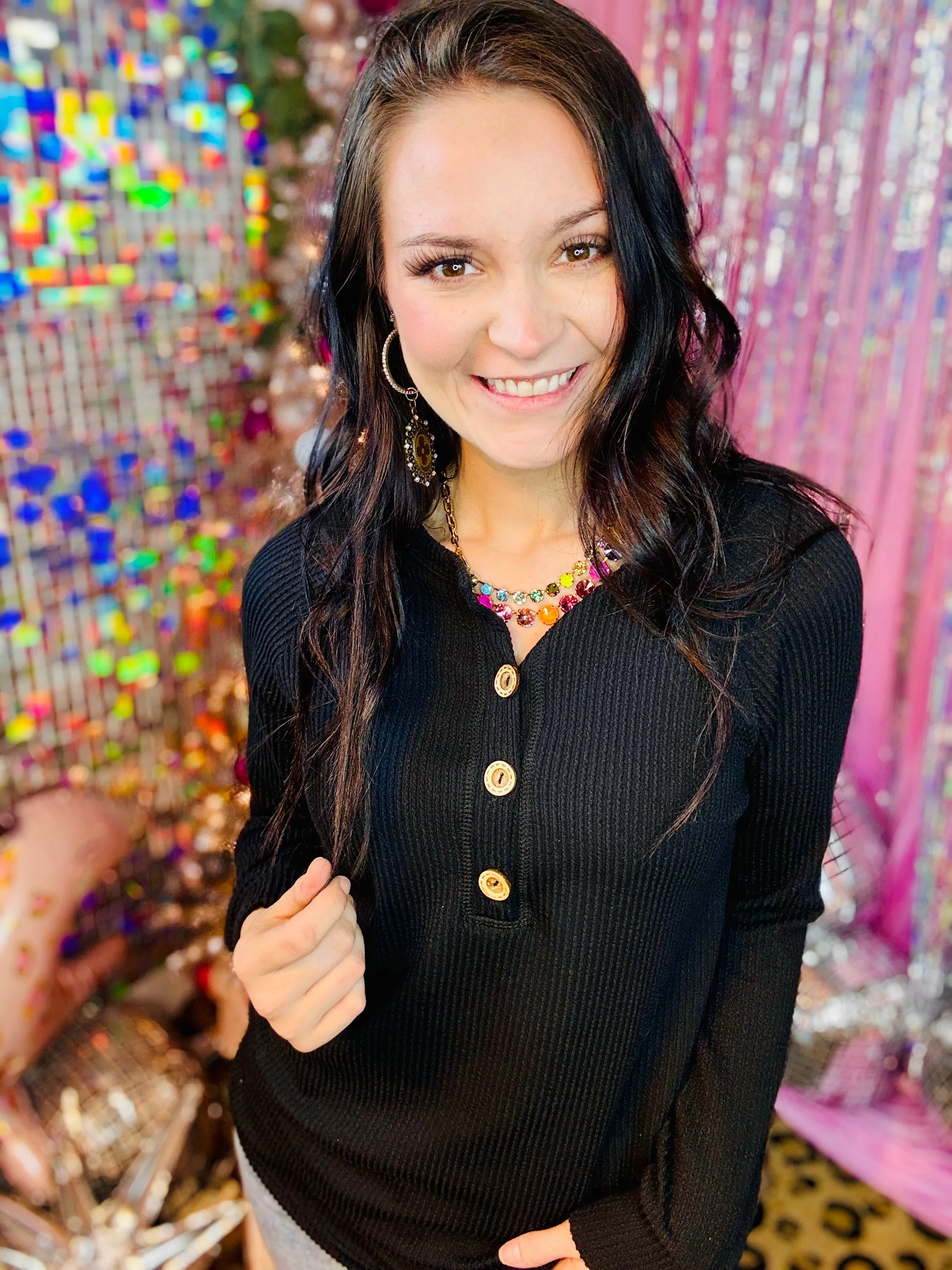 Softest Jet Black Ribbed Top