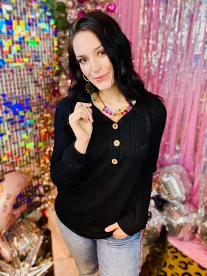 Softest Jet Black Ribbed Top
