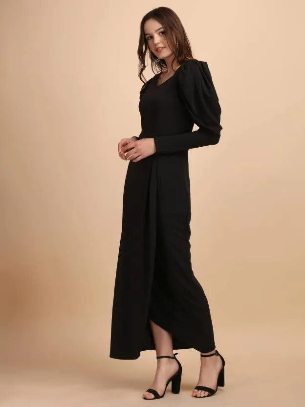 Solid Maxi Dress with Sweetheart Neck