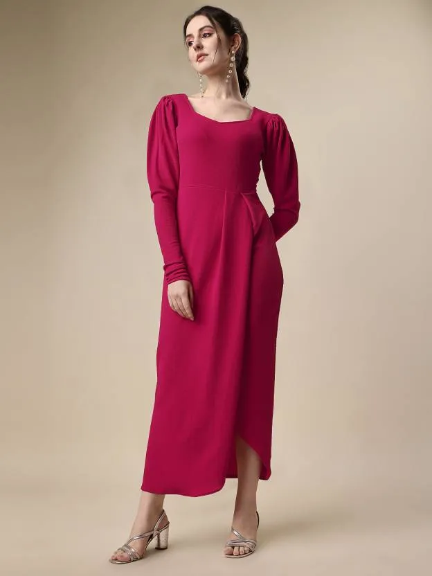 Solid Maxi Dress with Sweetheart Neck