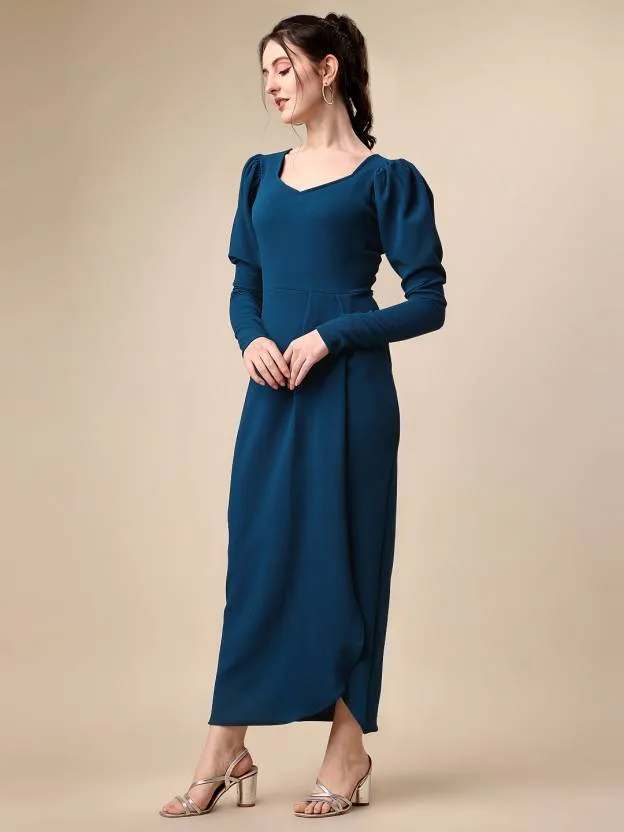 Solid Maxi Dress with Sweetheart Neck
