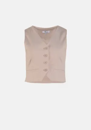 Solid Tailored Vest With Hook & Eye Detail