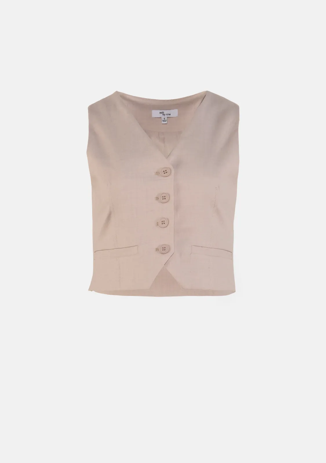 Solid Tailored Vest With Hook & Eye Detail