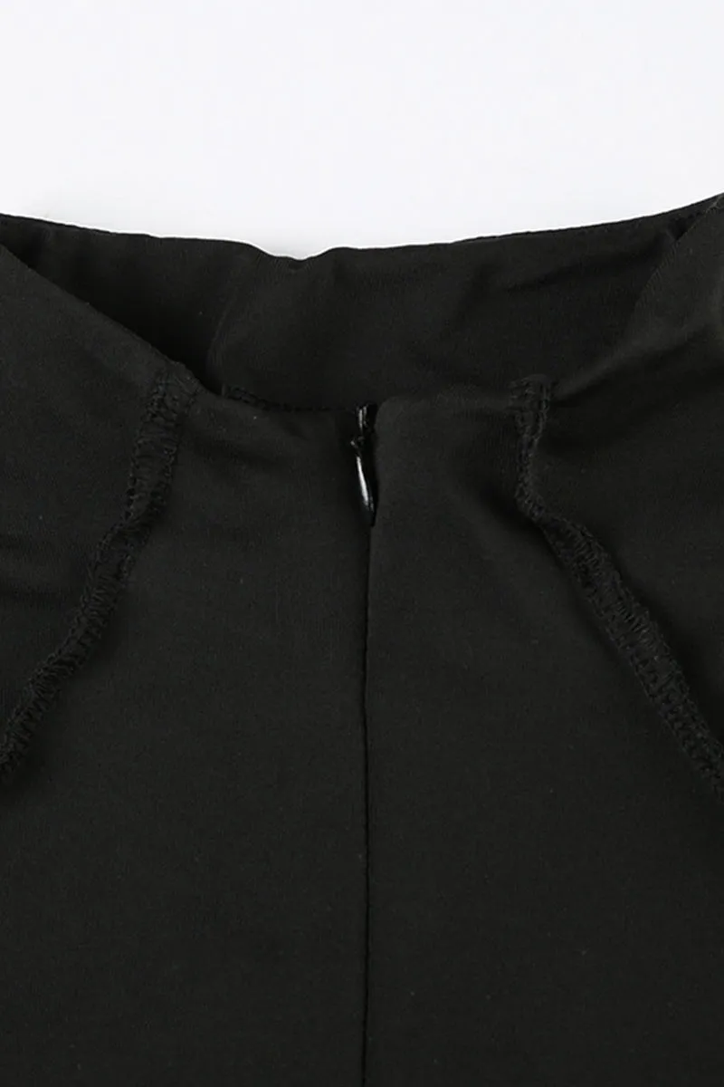 Solid Zipper Long Sleeve Line Segmentation Romper
