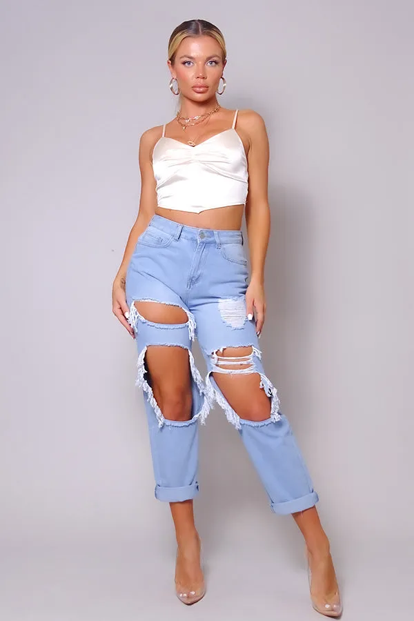 Spaghetti Strap Ruched Crop Top