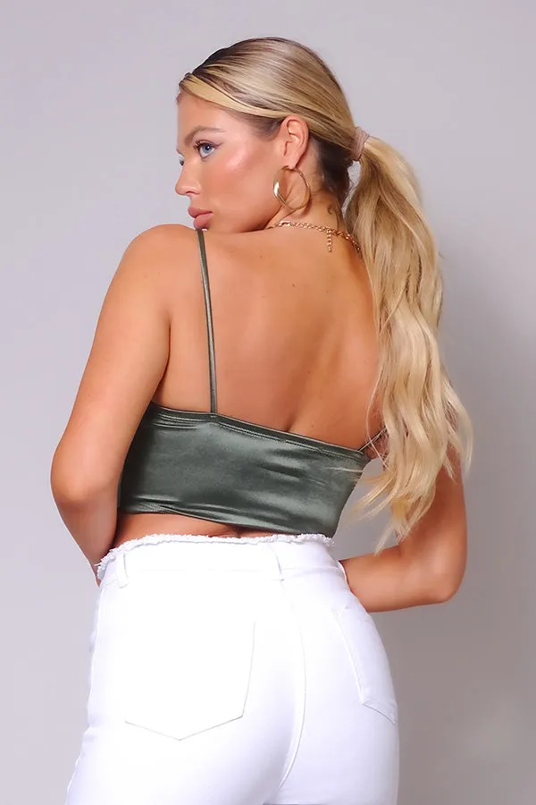 Spaghetti Strap Ruched Crop Top