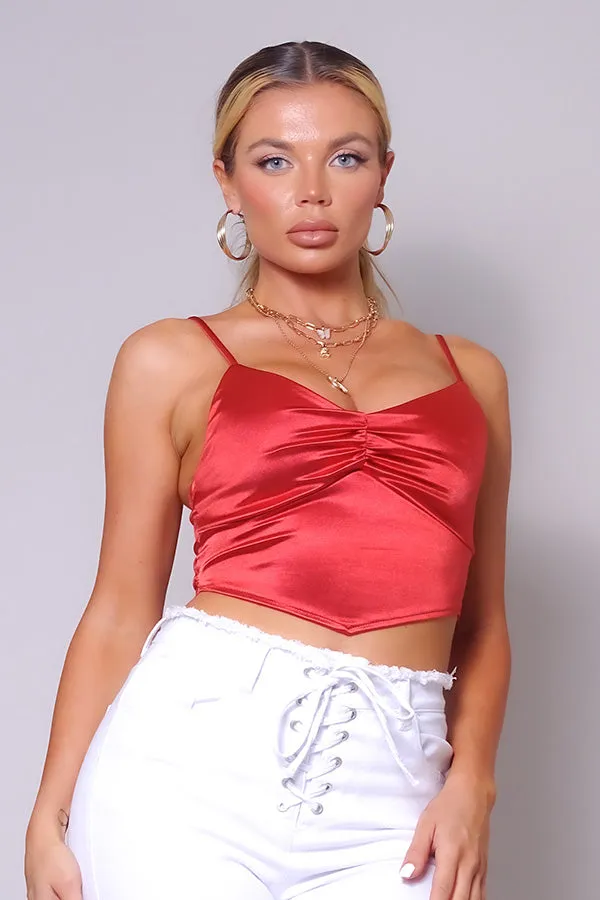 Spaghetti Strap Ruched Crop Top