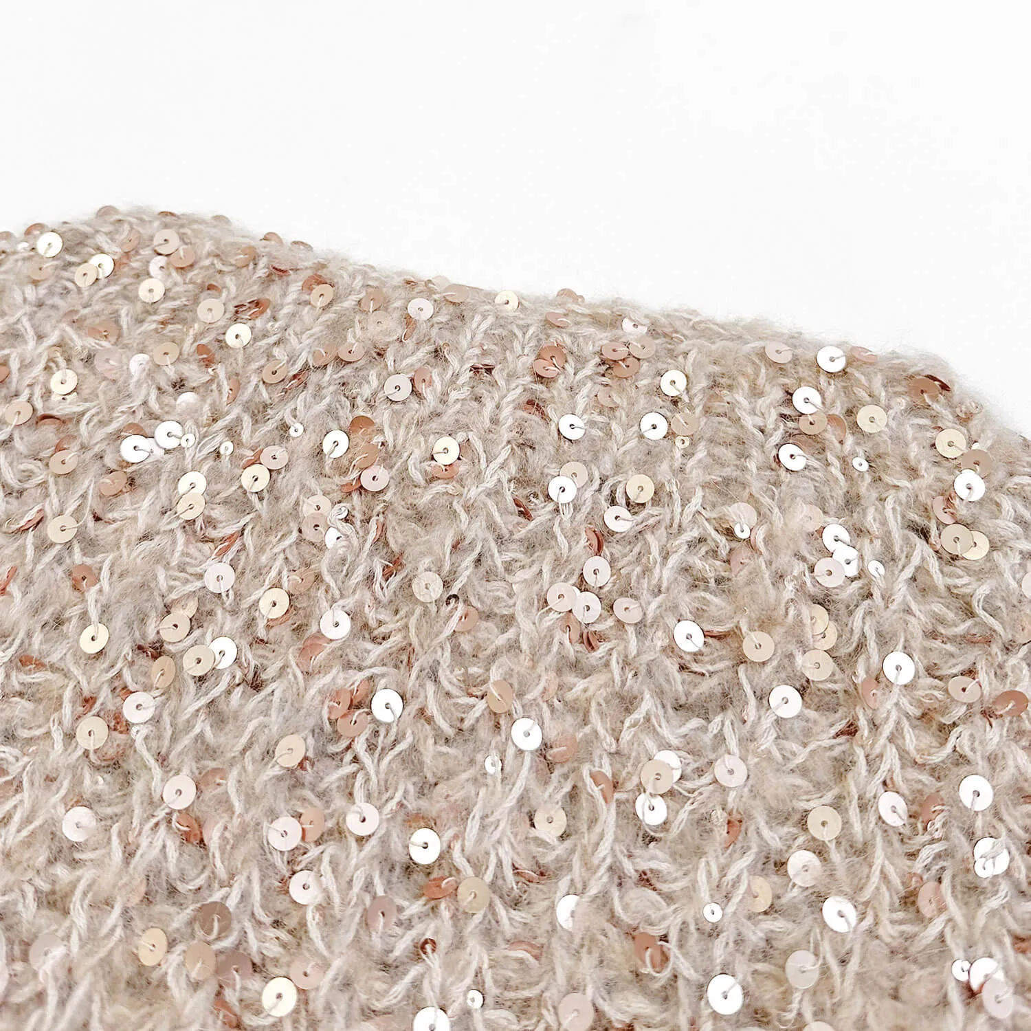 Sparkly Gradient Mohair Crew Neck Drop Shoulder Cropped Sequin Sweater Vest