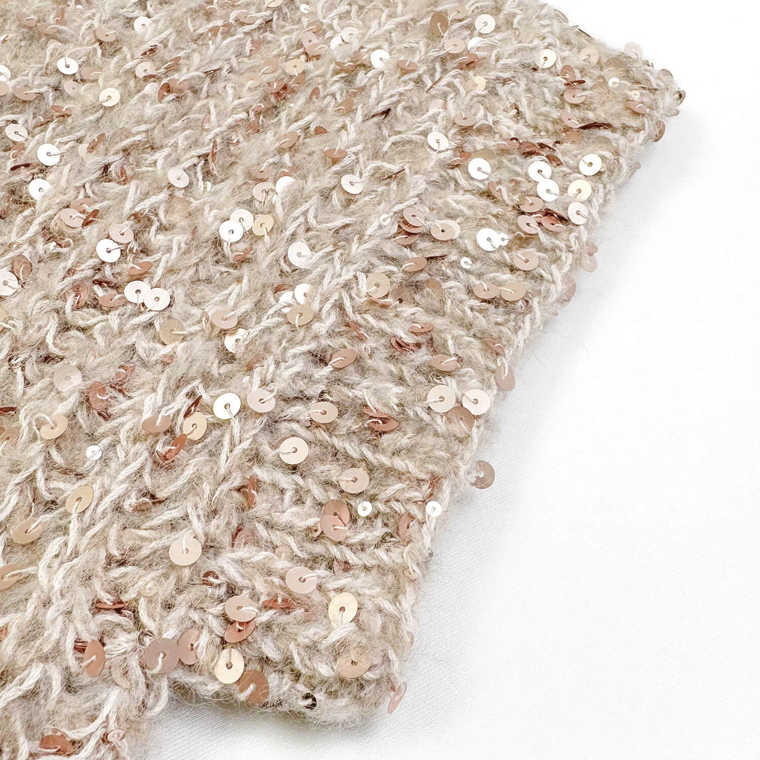 Sparkly Gradient Mohair Crew Neck Drop Shoulder Cropped Sequin Sweater Vest