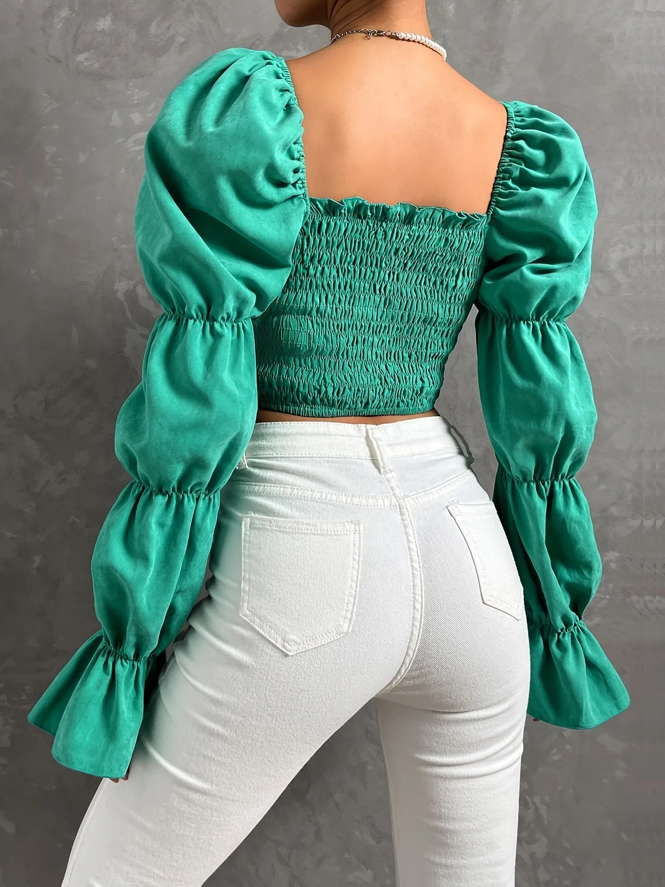 Spring & Fall,   Square Casual Women's Stretchy Crop Top