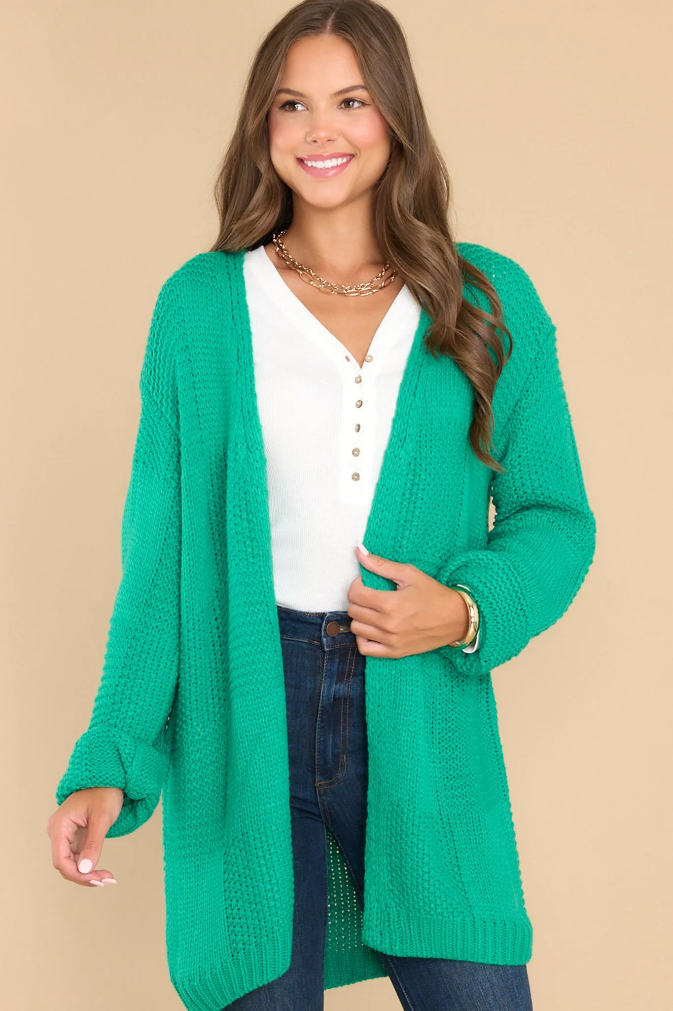 Stay Or Leave Kelly Green Cardigan