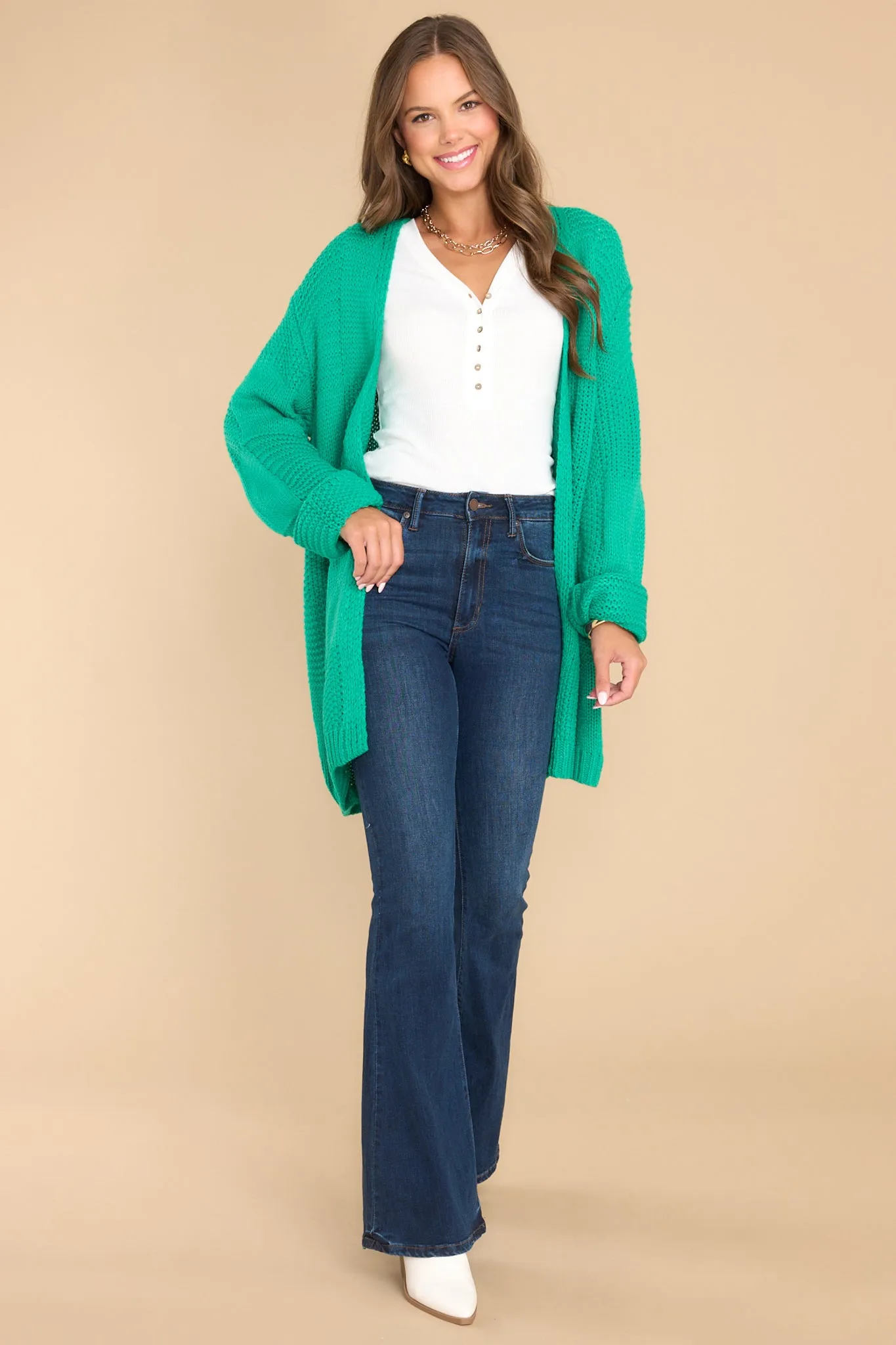 Stay Or Leave Kelly Green Cardigan