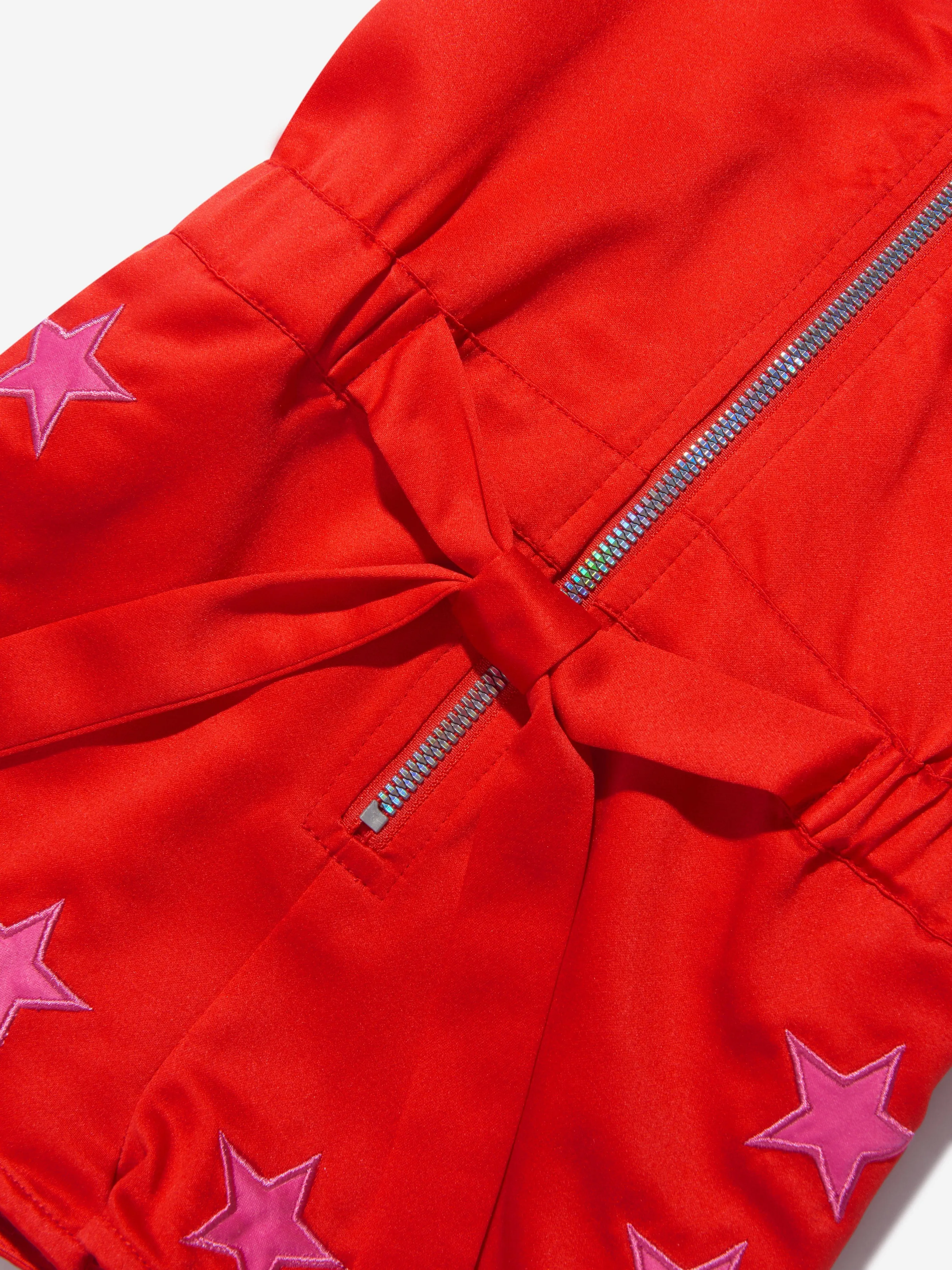 Stella McCartney Girls Cotton Satin Fringed Star Playsuit