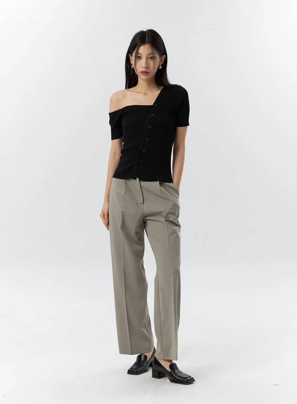 Straight Leg Tailored Pants IL326