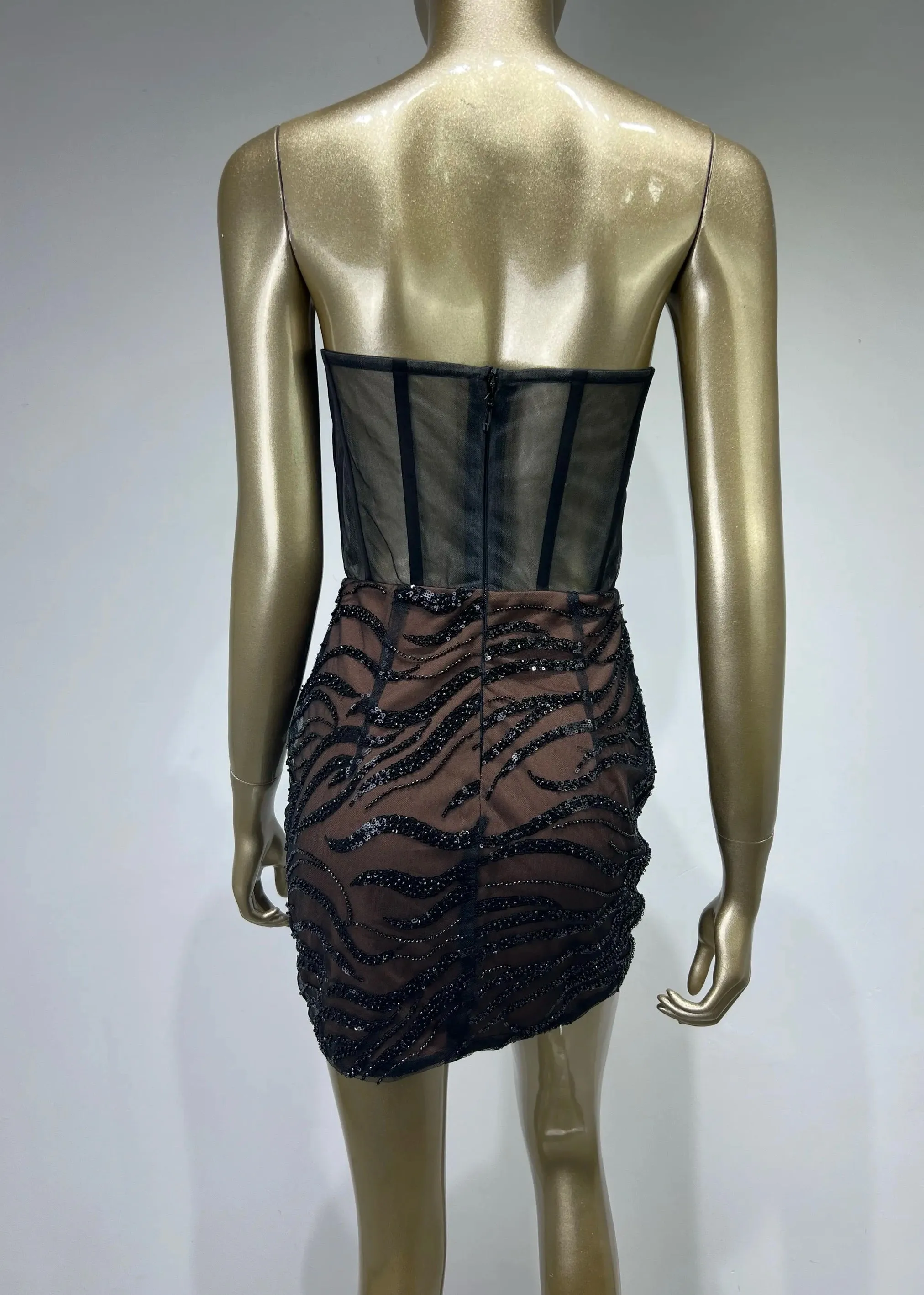 Strapless Rhinestone Decor Bodycon Mini Dress
