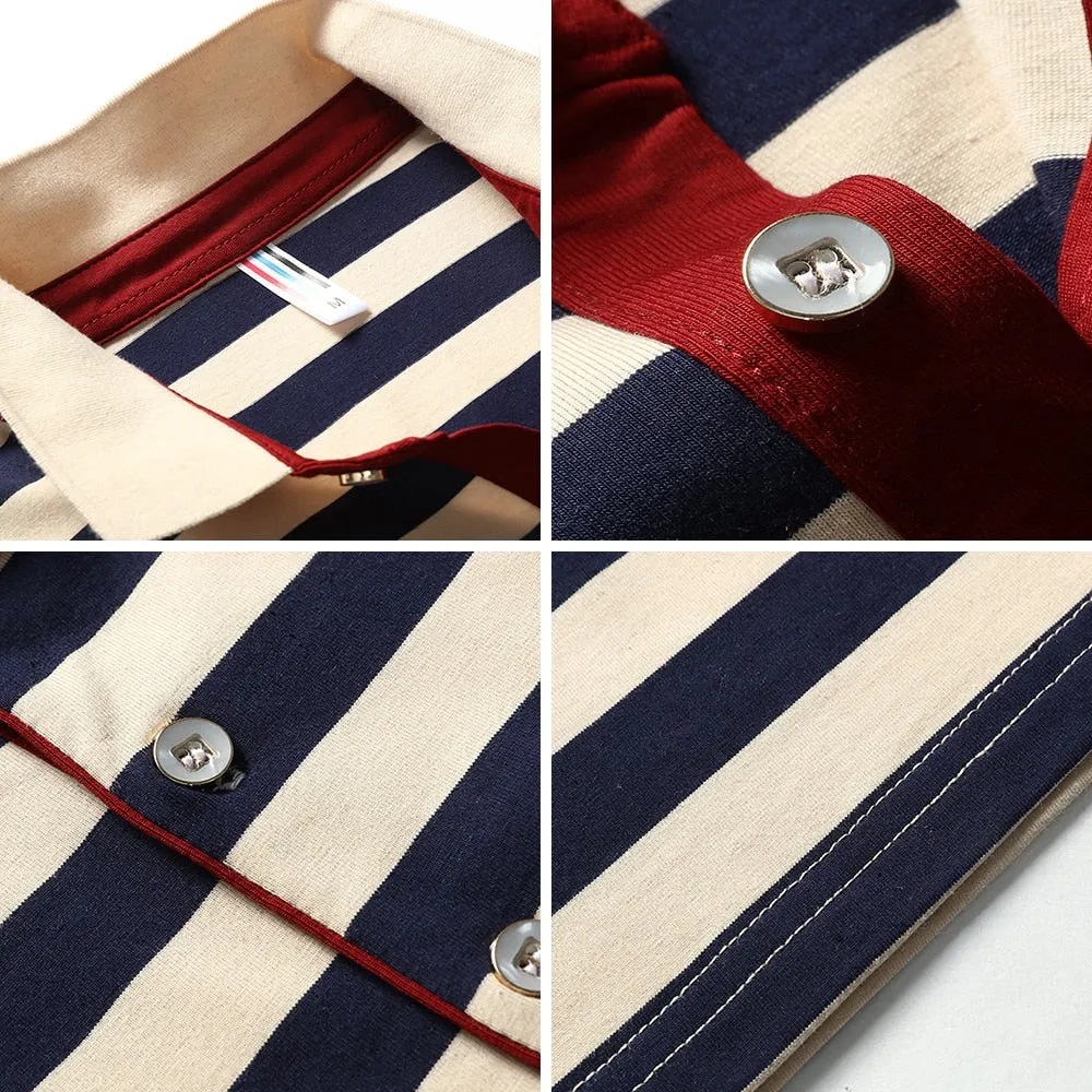 Stripe Slim Fit Men Polo Shirt Short Sleeve