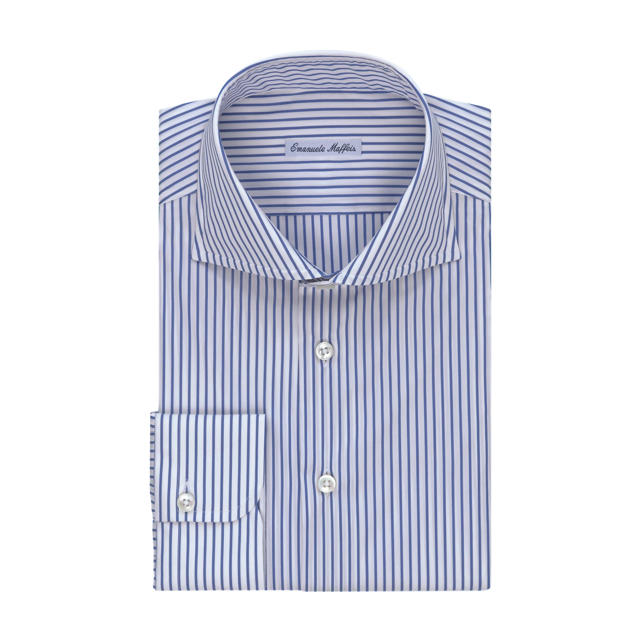 Striped Cotton-Blend Shirt in Blue and White
