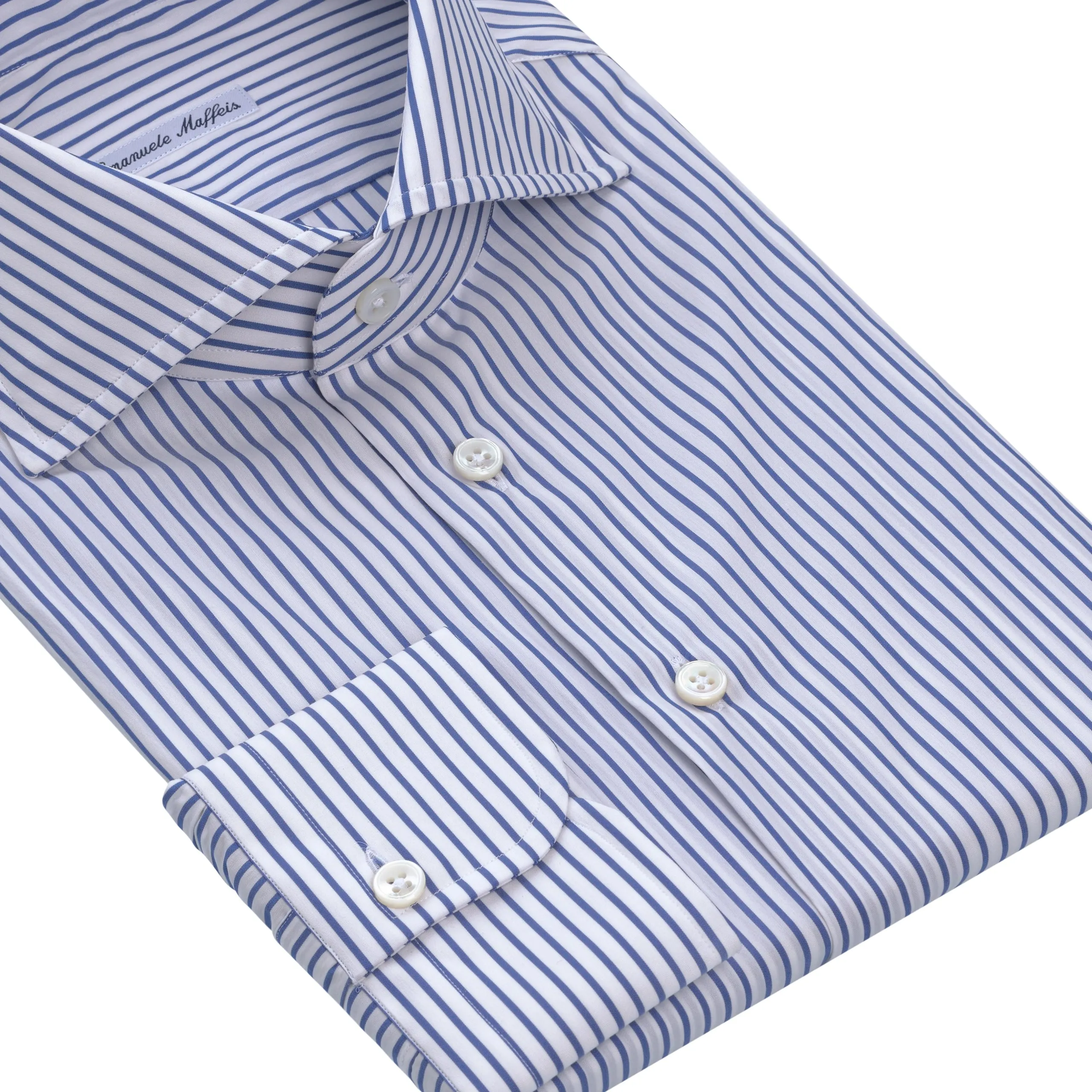 Striped Cotton-Blend Shirt in Blue and White