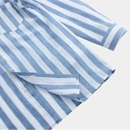 Stripes Lapel Chest Pocket Shirt