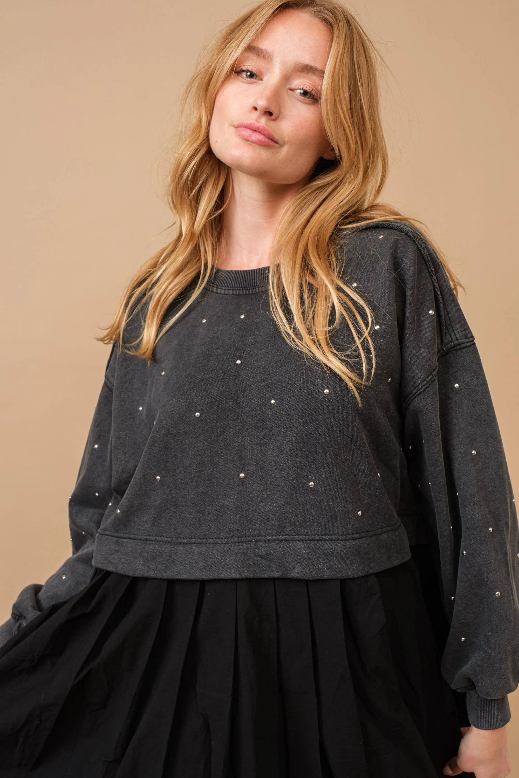 Studded Sweatshirt Dress
