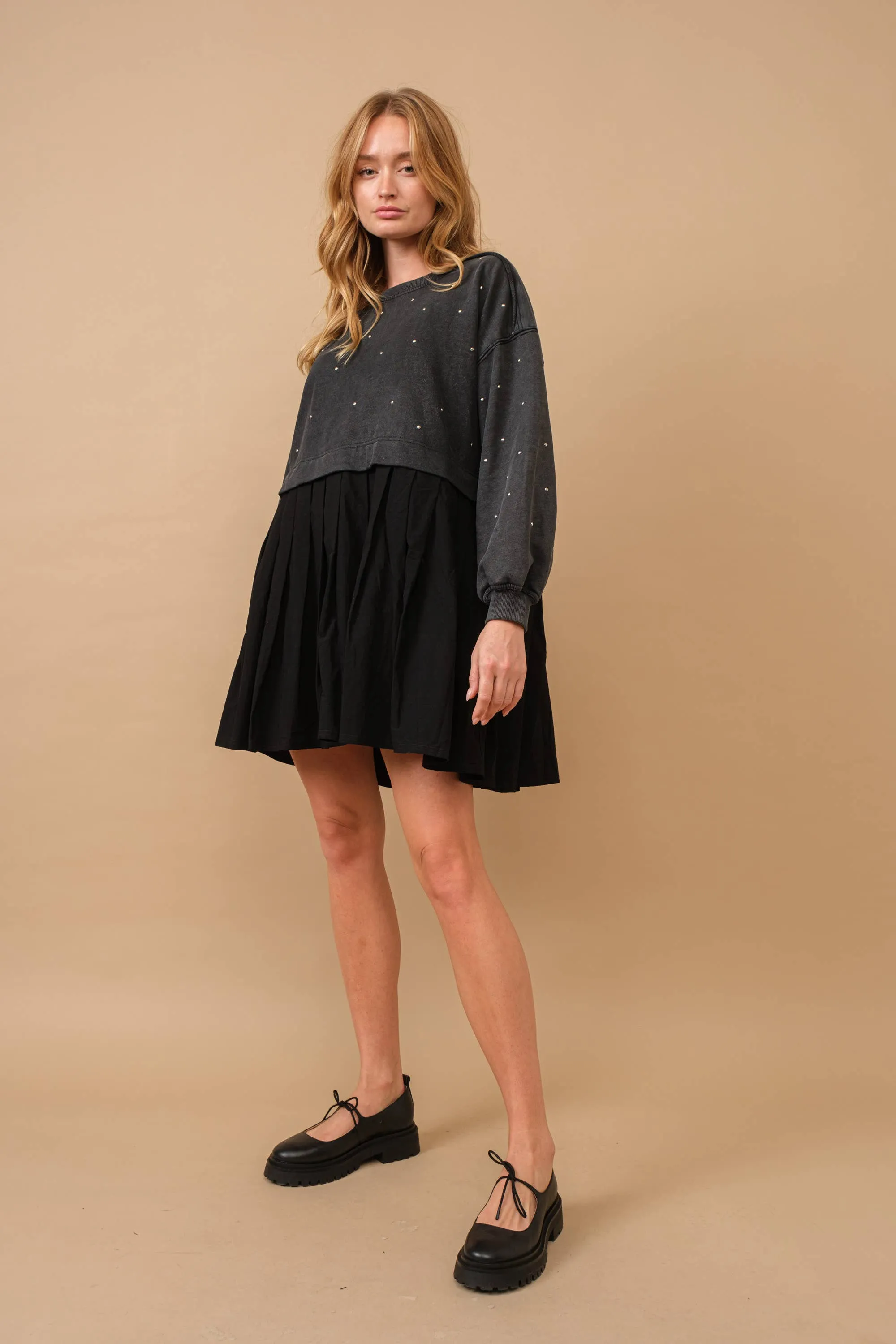 Studded Sweatshirt Dress