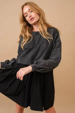 Studded Sweatshirt Dress