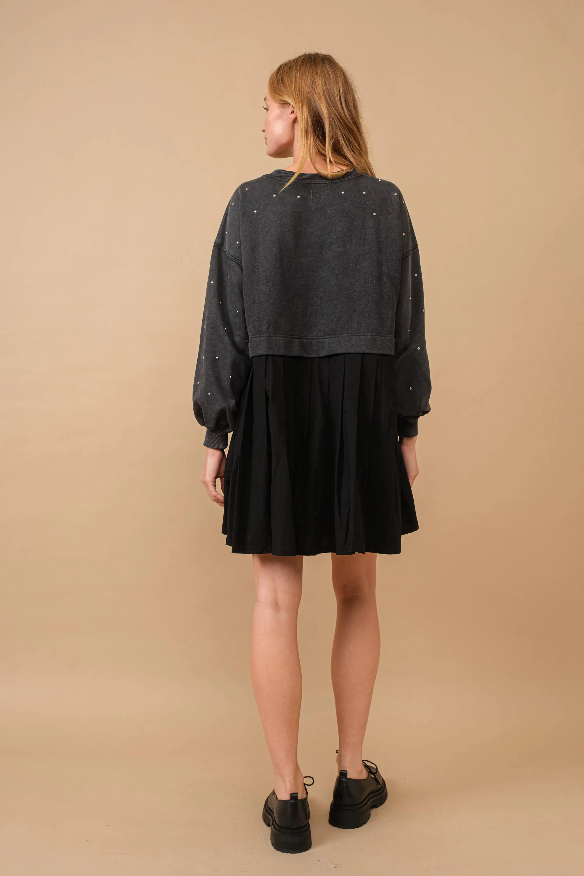Studded Sweatshirt Dress