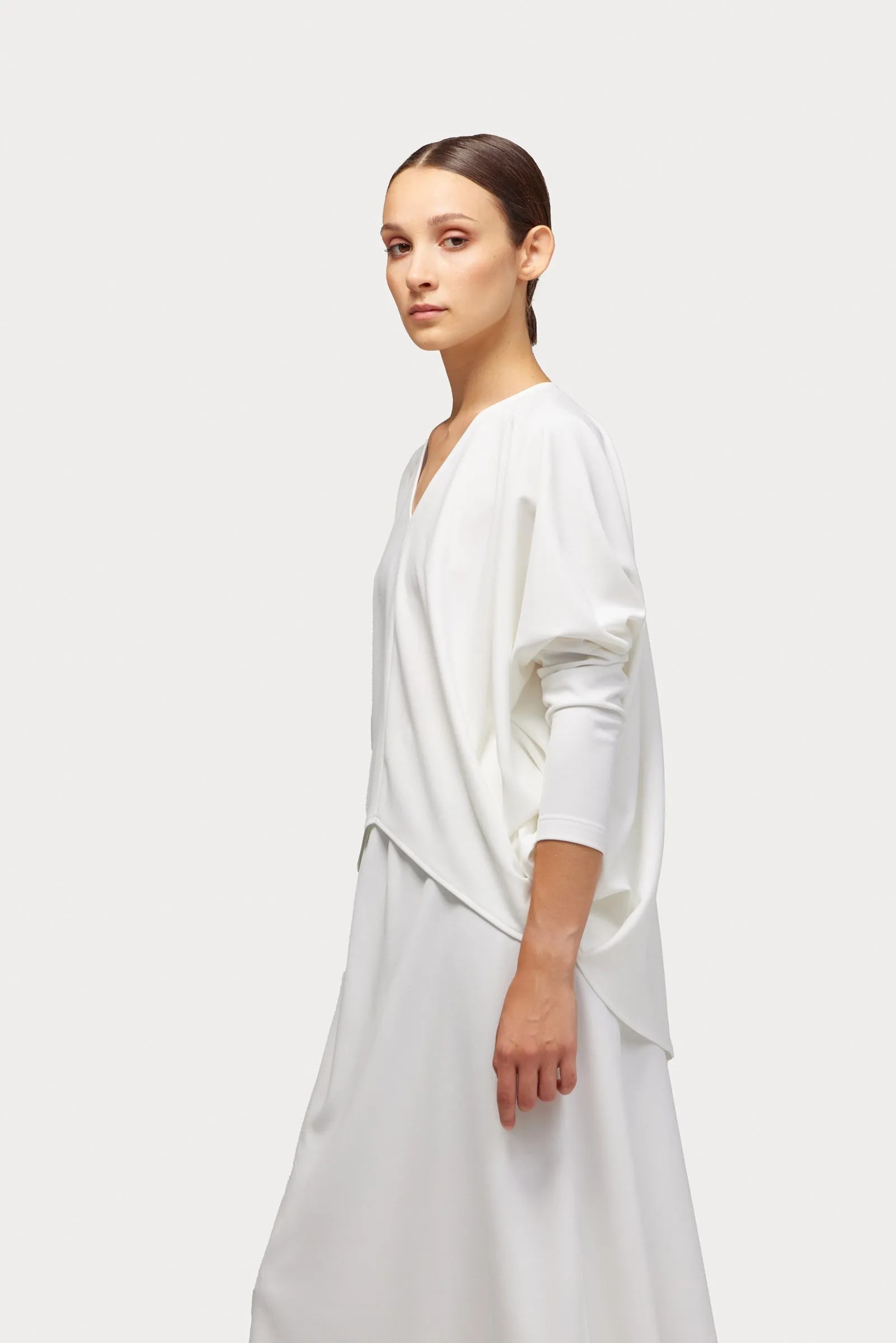 Stylish Fall Fashion Blouse And Skirt Set White