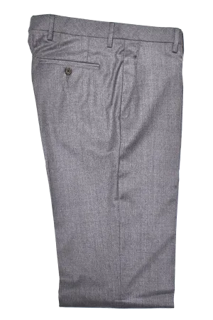 Super 110's Stretch Wool Flannel<br>Flat Front<br>Regular Rise<br>Light Grey