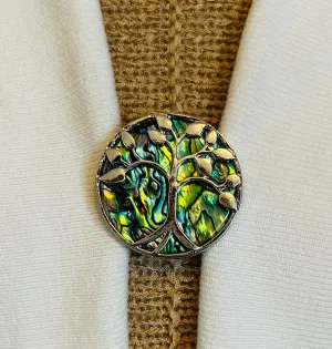 Sweater Clips Abalone Tree of Life Cardigan Clasp Silver Sweater Clip for Sweater Guard  Jewelry Gift for Mom Gift for Her by Fabulici