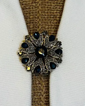 Sweater Clips Blue Rhinestone Sweater Clip Vintage Baroque Pendant Crystals Dress Clip Wedding Gift for Mother Gifts for Her by Fabulici