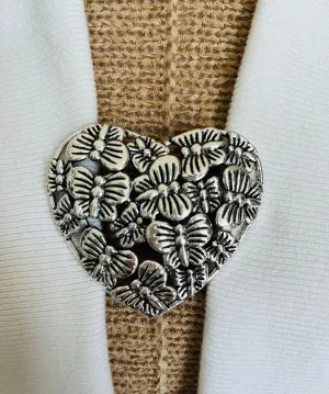 Sweater Clips Butterfly Heart Cardigan Clasp Silver Sweater Clip Sweater Guard Jewelry Gifts for Her by Fabulici
