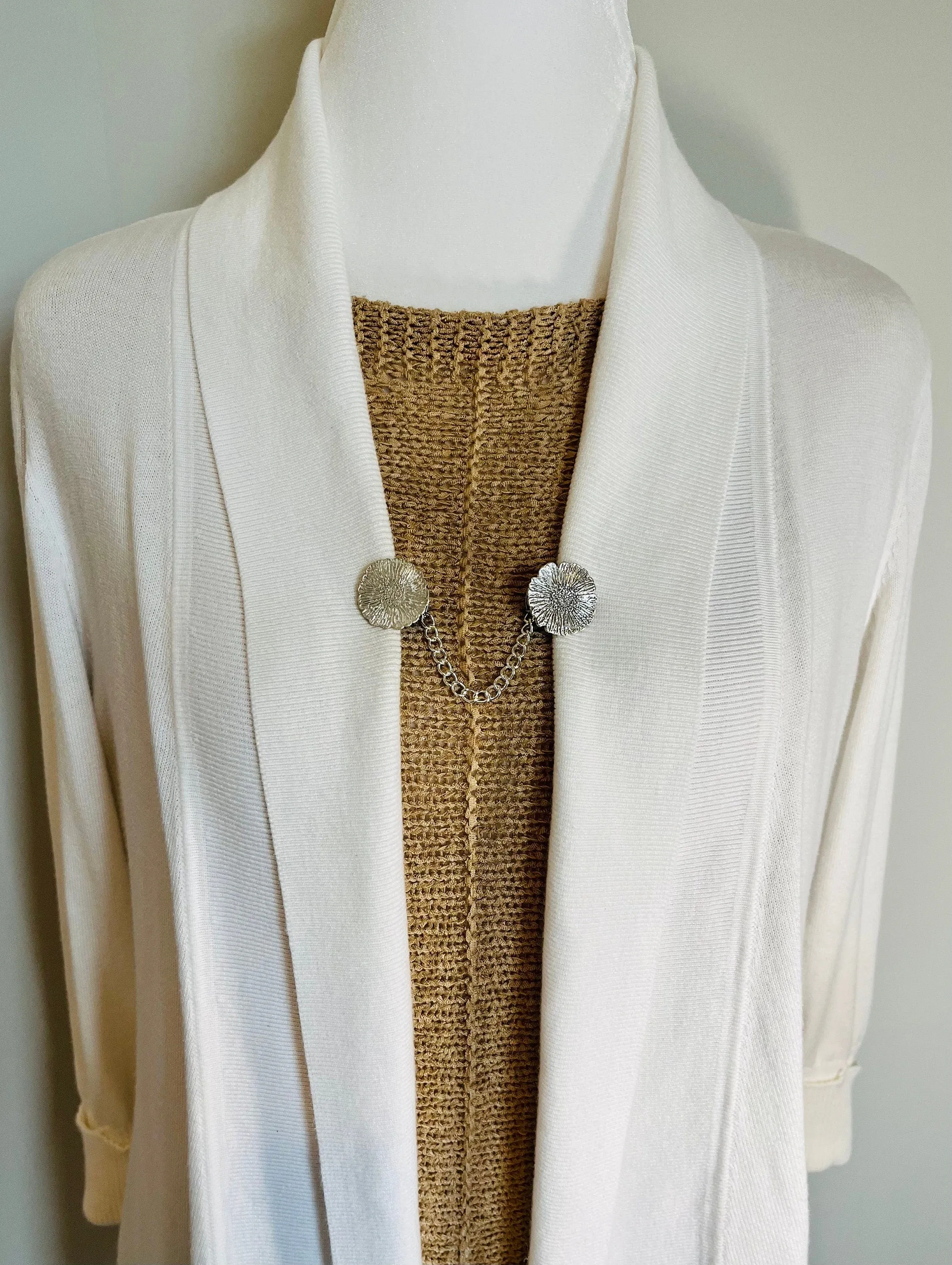 Sweater Clips Fine Silver  Cardigan Clasp for Sweater Clip Chain Cardigan Clasp Sweater Guard Fine Jewelry Birthday Gift for Her by Fabulici