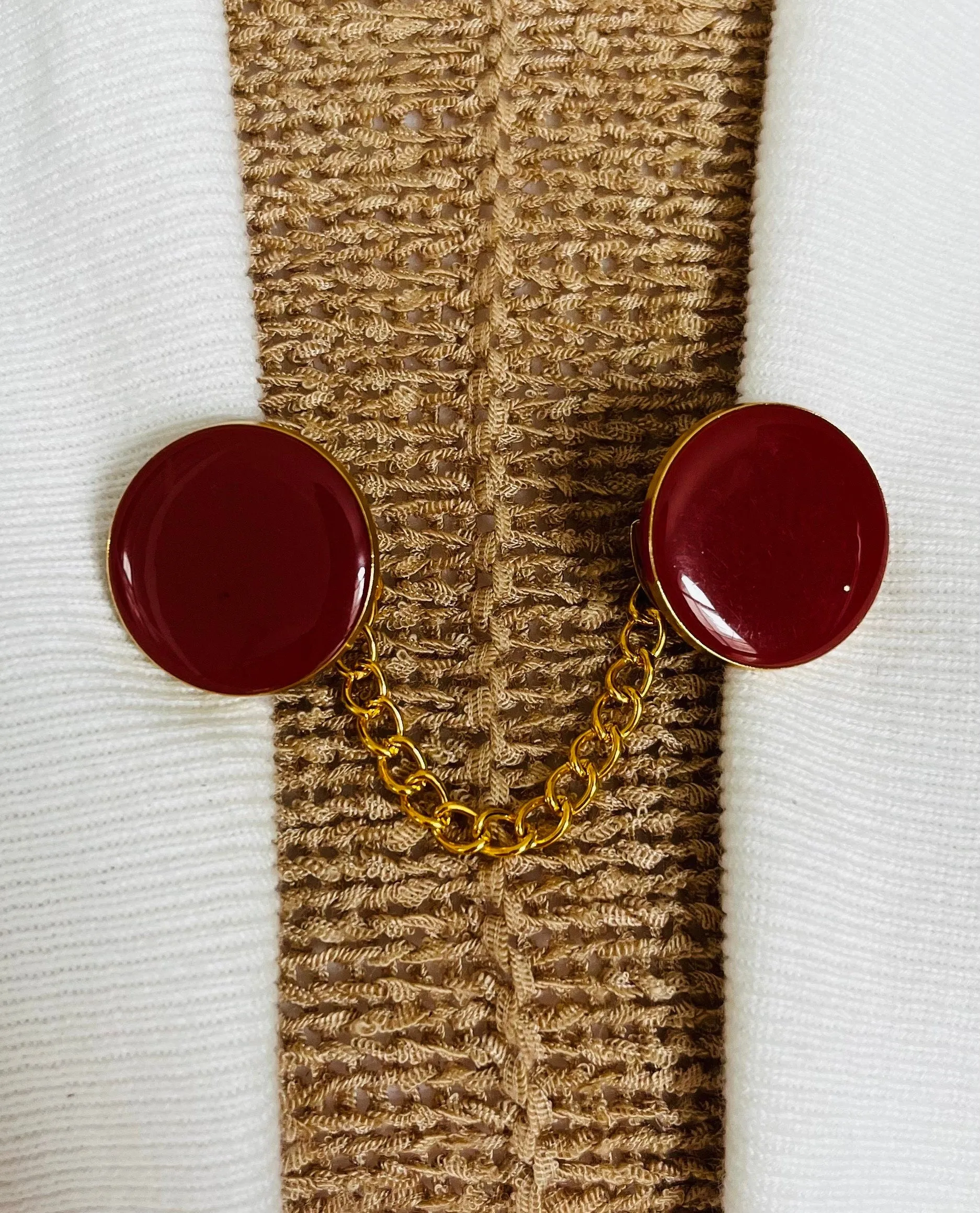 Sweater Clips Geometric Sweater Clip for Cardigan Clasp Minimalist Chain Clip Kimono Fastener Burgundy Gift for Mom Gift for Her by Fabulici