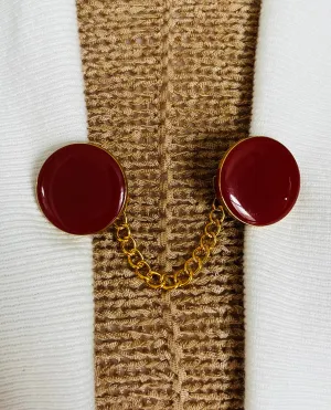 Sweater Clips Geometric Sweater Clip for Cardigan Clasp Minimalist Chain Clip Kimono Fastener Burgundy Gift for Mom Gift for Her by Fabulici