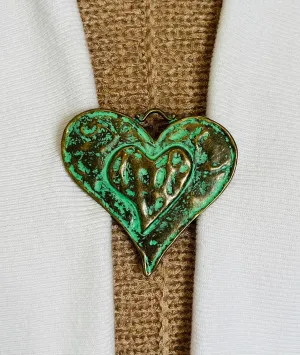 Sweater Clips Patina Heart Sweater Clip Minimalist Cardigan Clasp Sweater Guard Brushed Gold Jewelry Gift Gifts for Her by Fabulici