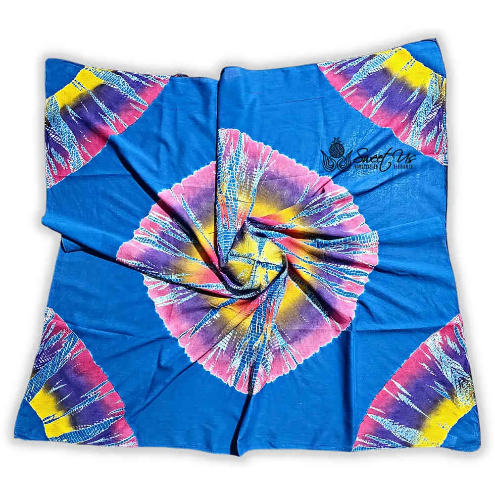 Swirlscape Sheer Soft Cotton Tie Dye Scarf for Women, Skyline