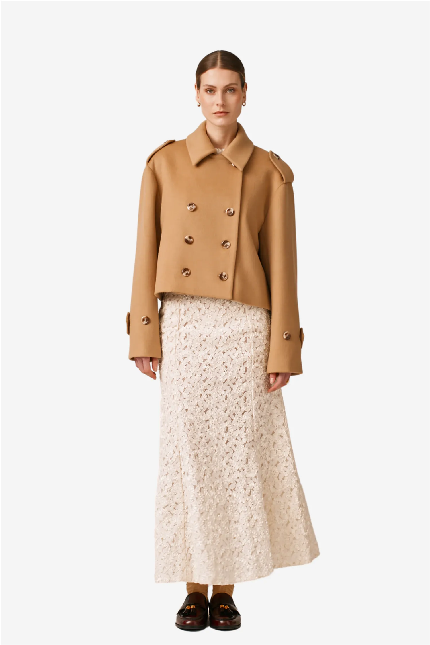 Tailored Caban Jacket Camel