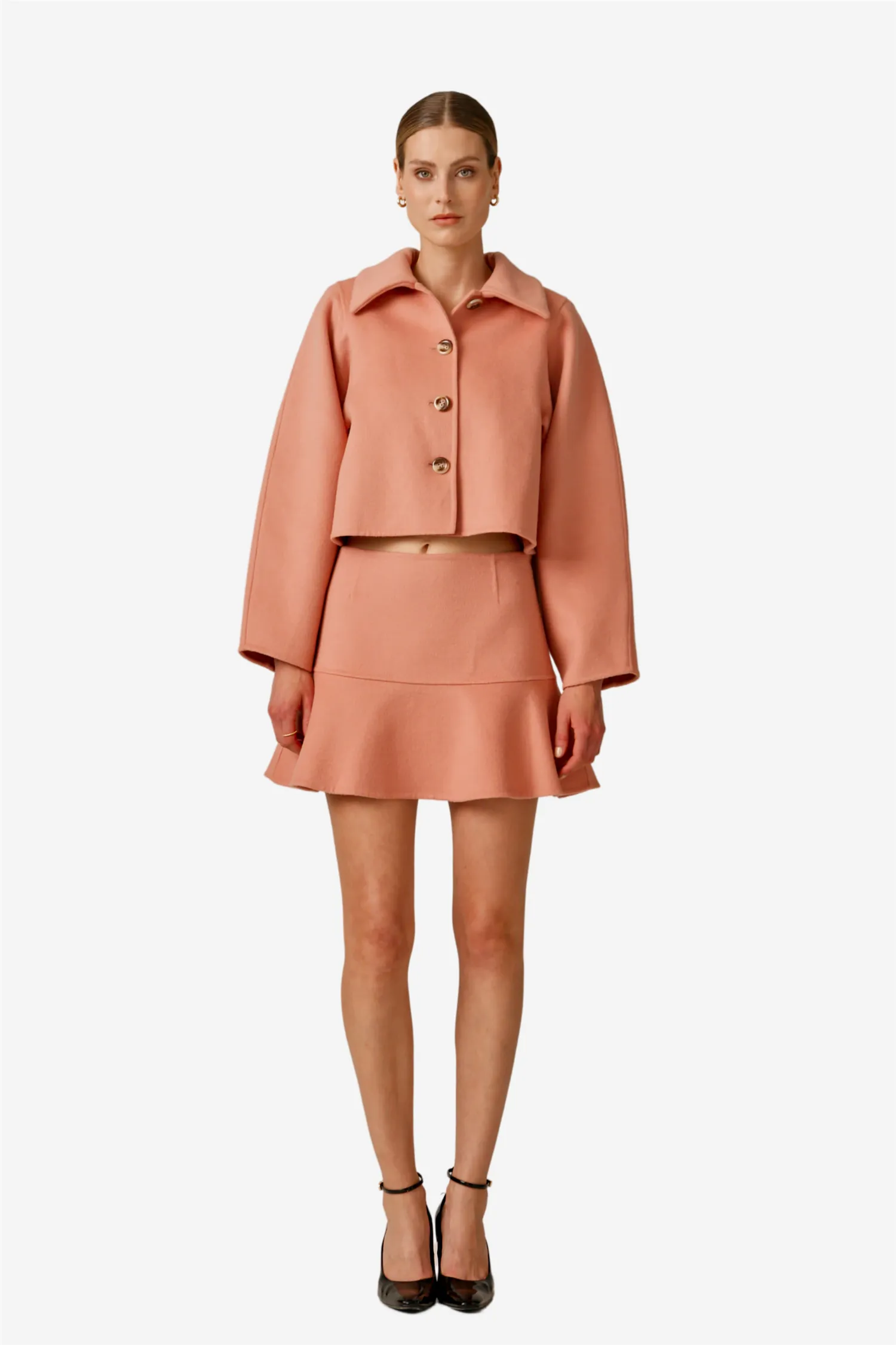Tailored Flounce Skirt Dusty Pink