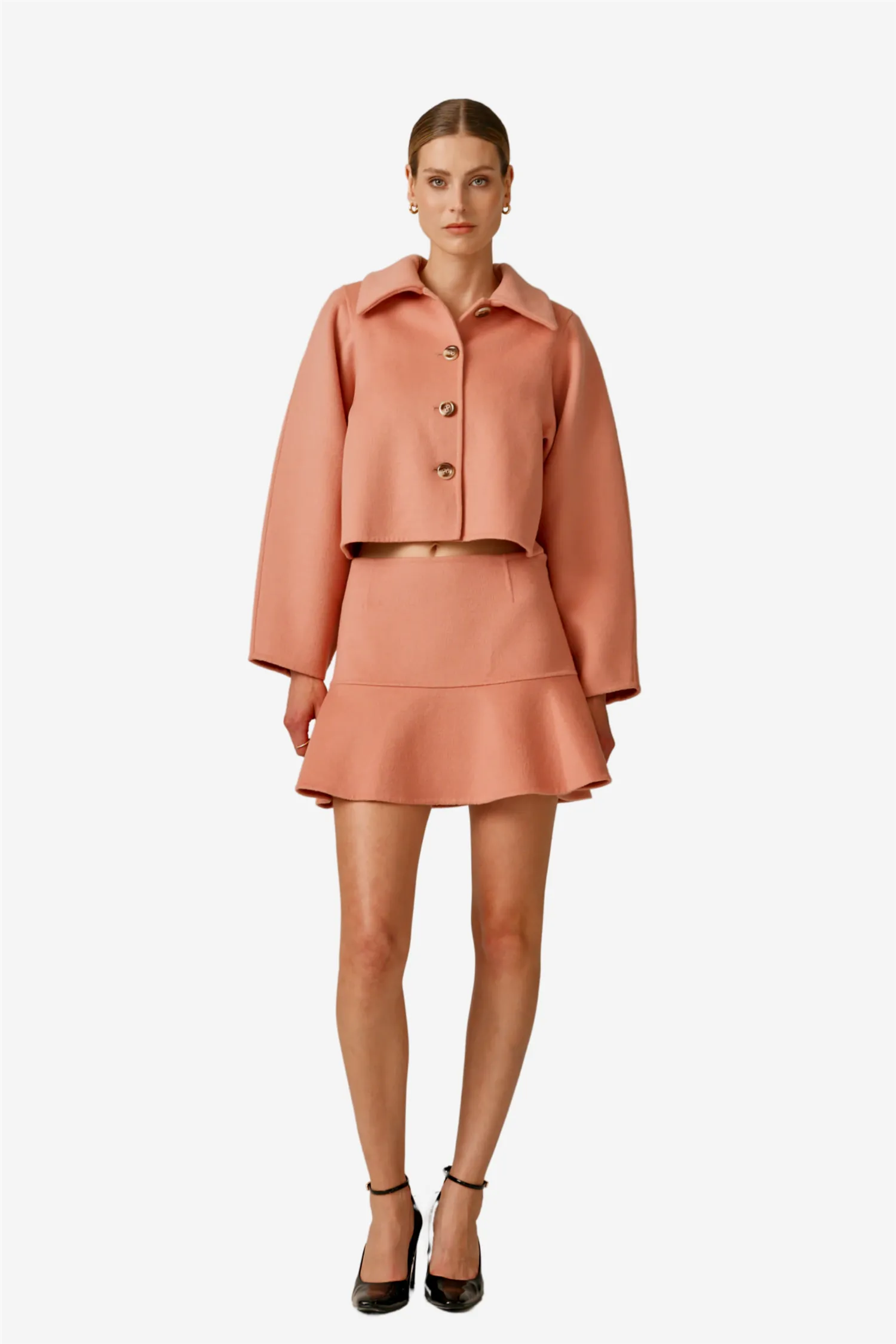 Tailored Flounce Skirt Dusty Pink