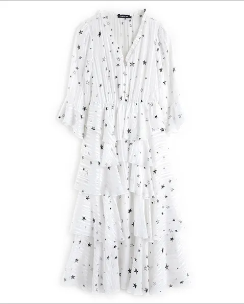 TastyHottie - Ruffled Star Long Sleeve Dress