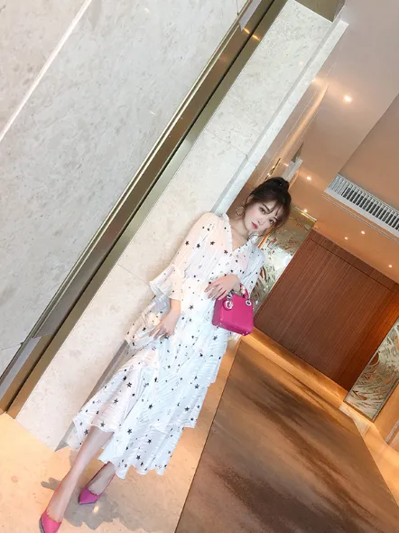 TastyHottie - Ruffled Star Long Sleeve Dress