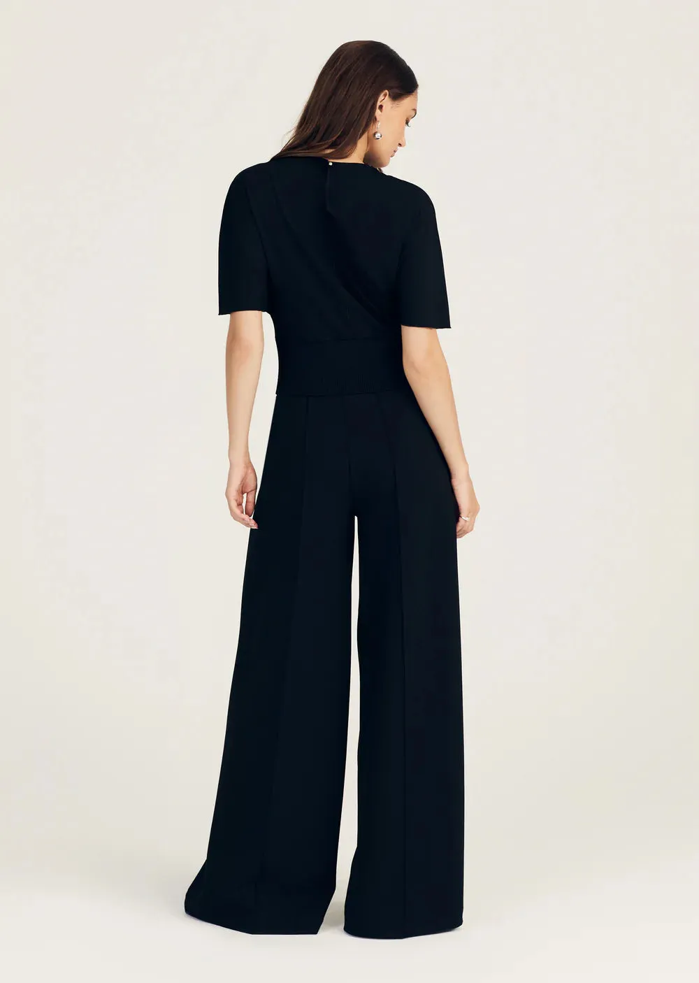 Tempest Wide Leg Knit Trouser - Black