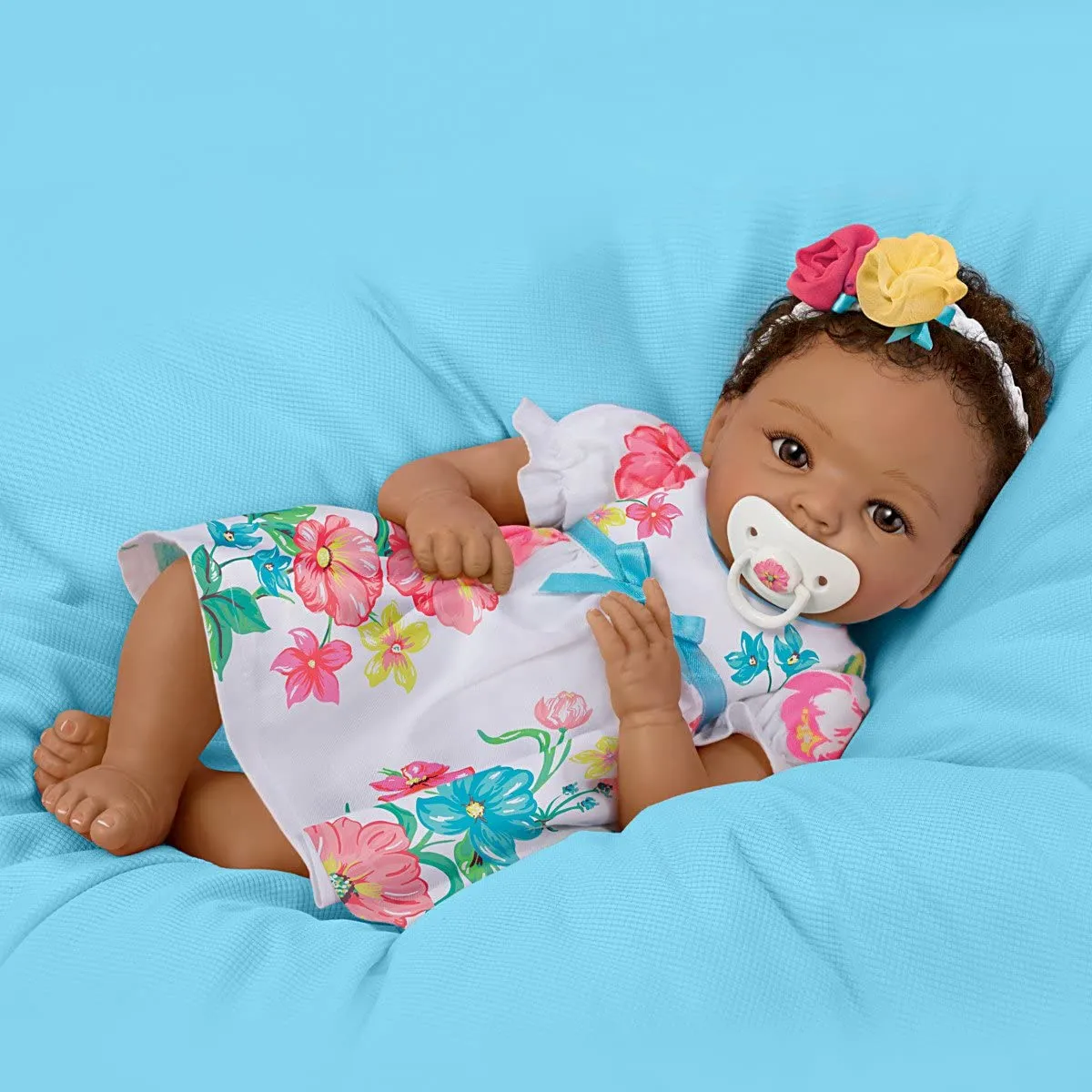 The Ashton - Drake Galleries Gabrielle Lifelike Realistic African American Black Baby Girl Doll Weighted Fully Poseable with Soft TrueTouch® Authentic Silicone Skin by Master Doll Artist Cheryl Hill 16"-Inches