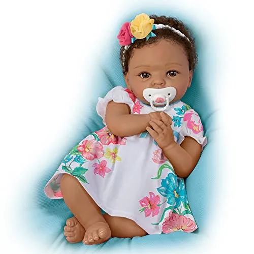 The Ashton - Drake Galleries Gabrielle Lifelike Realistic African American Black Baby Girl Doll Weighted Fully Poseable with Soft TrueTouch® Authentic Silicone Skin by Master Doll Artist Cheryl Hill 16"-Inches