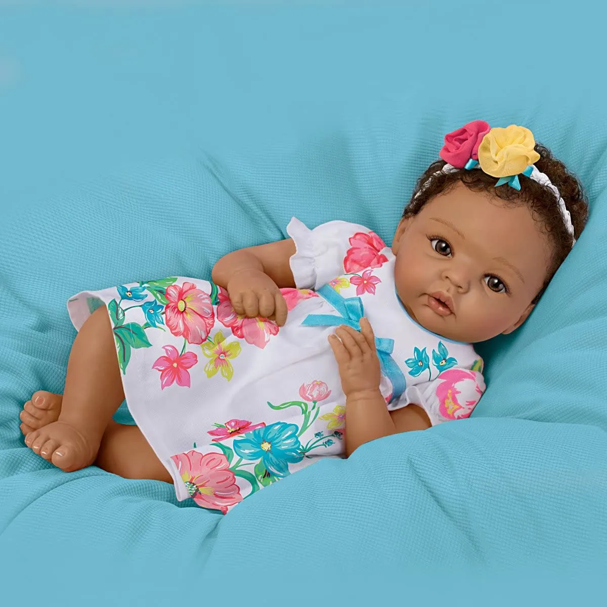 The Ashton - Drake Galleries Gabrielle Lifelike Realistic African American Black Baby Girl Doll Weighted Fully Poseable with Soft TrueTouch® Authentic Silicone Skin by Master Doll Artist Cheryl Hill 16"-Inches