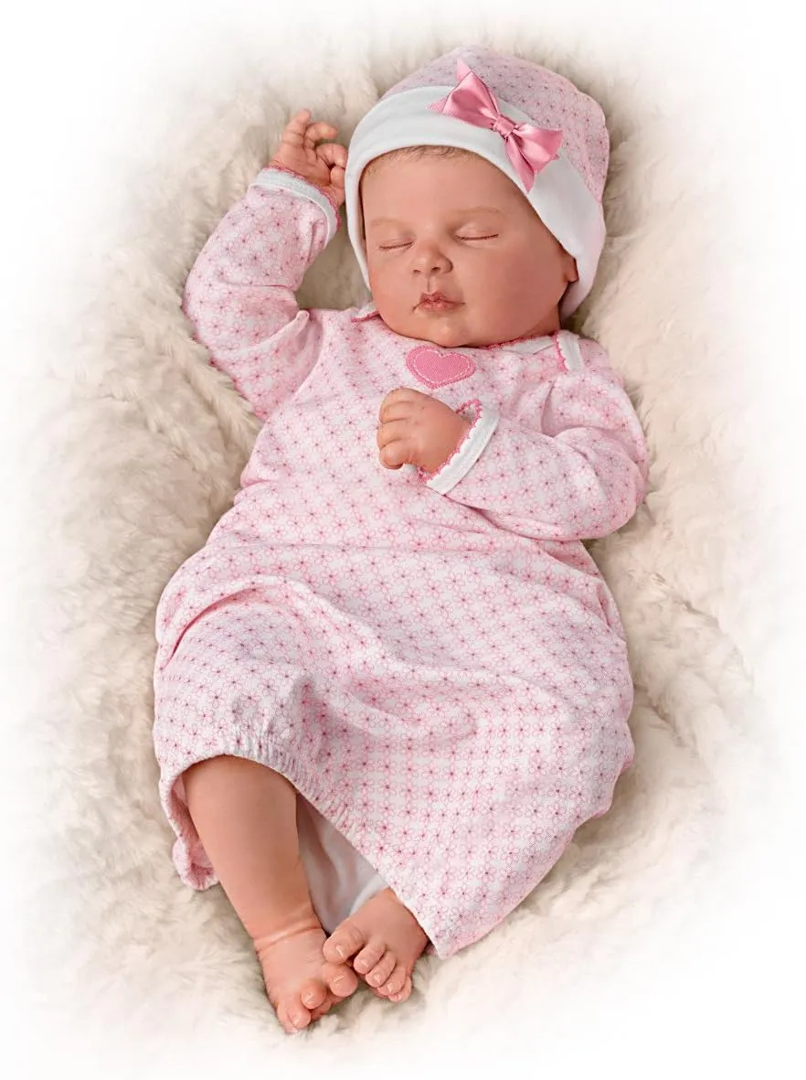 The Ashton-Drake Galleries Sweet Dreams, Serenity Breathes TrueTouch™ Silicone with Hand-Rooted Hair - Lifelike, Realistic Newborn Baby Doll 18-inches