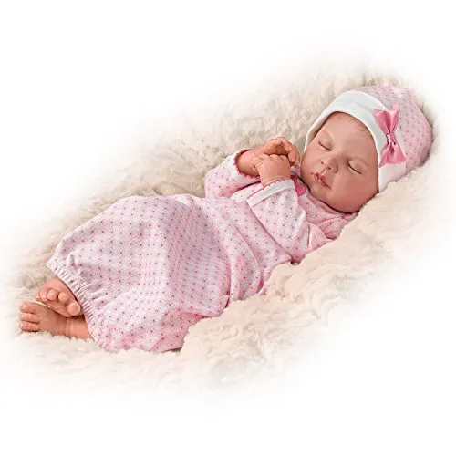 The Ashton-Drake Galleries Sweet Dreams, Serenity Breathes TrueTouch™ Silicone with Hand-Rooted Hair - Lifelike, Realistic Newborn Baby Doll 18-inches