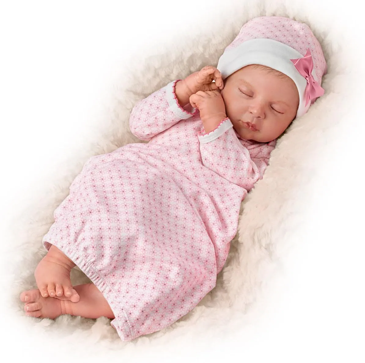 The Ashton-Drake Galleries Sweet Dreams, Serenity Breathes TrueTouch™ Silicone with Hand-Rooted Hair - Lifelike, Realistic Newborn Baby Doll 18-inches