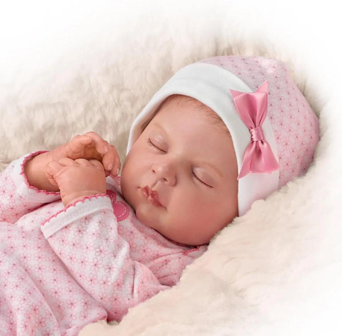 The Ashton-Drake Galleries Sweet Dreams, Serenity Breathes TrueTouch™ Silicone with Hand-Rooted Hair - Lifelike, Realistic Newborn Baby Doll 18-inches